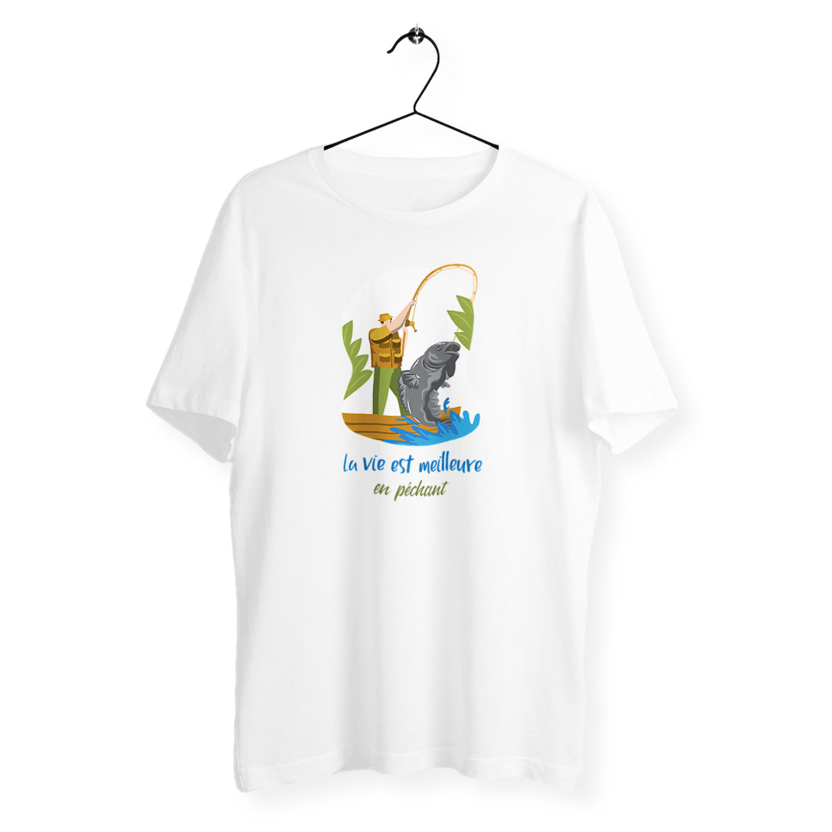 T-shirt homme col rond - La vie est meilleure en pêchant