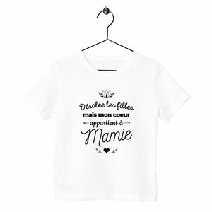 T-shirt enfant - Mon cœur est à mamie