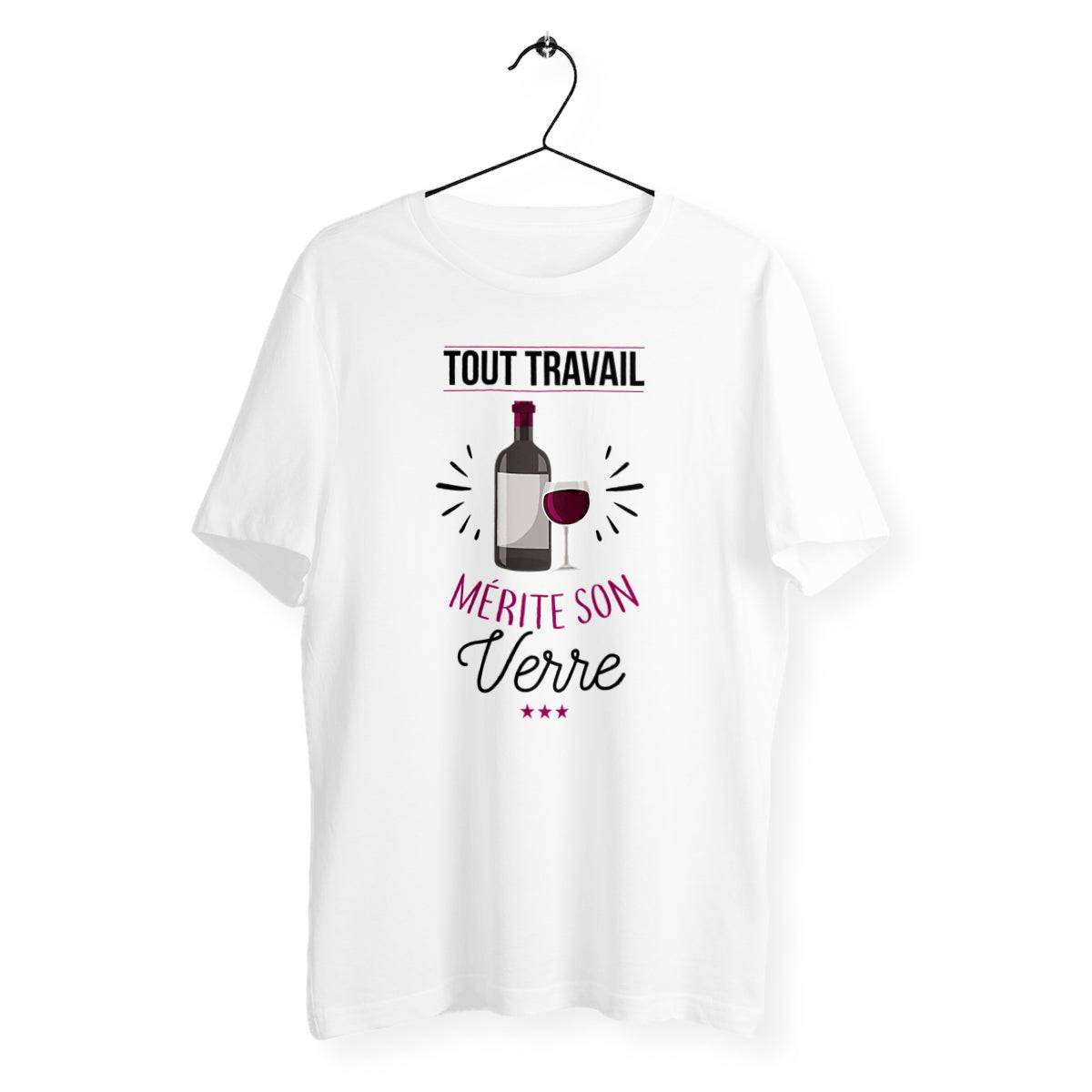 T-shirt homme col rond - Tout travail mérite son verre