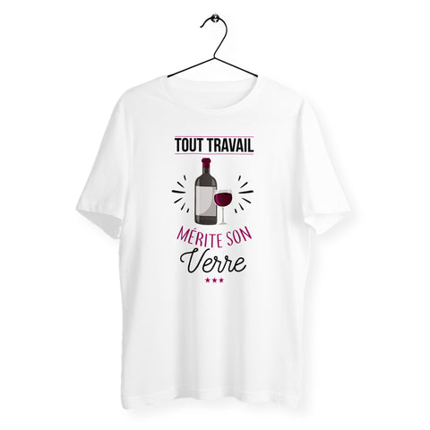 T-shirt homme col rond - Tout travail mérite son verre