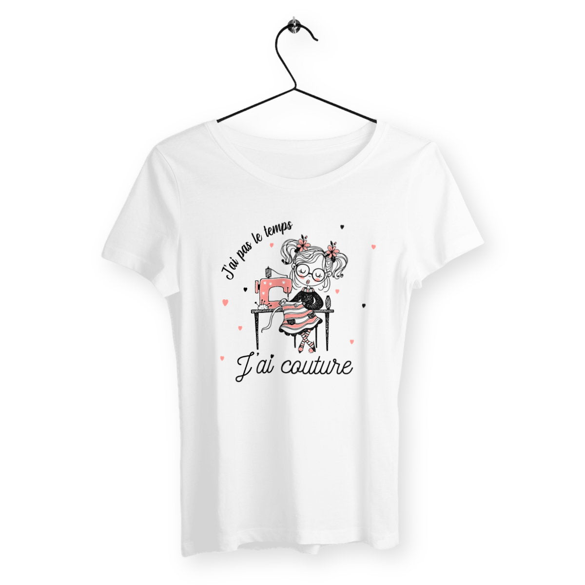 T-shirt femme - J`ai pas le temps, j`ai couture - face_blanc