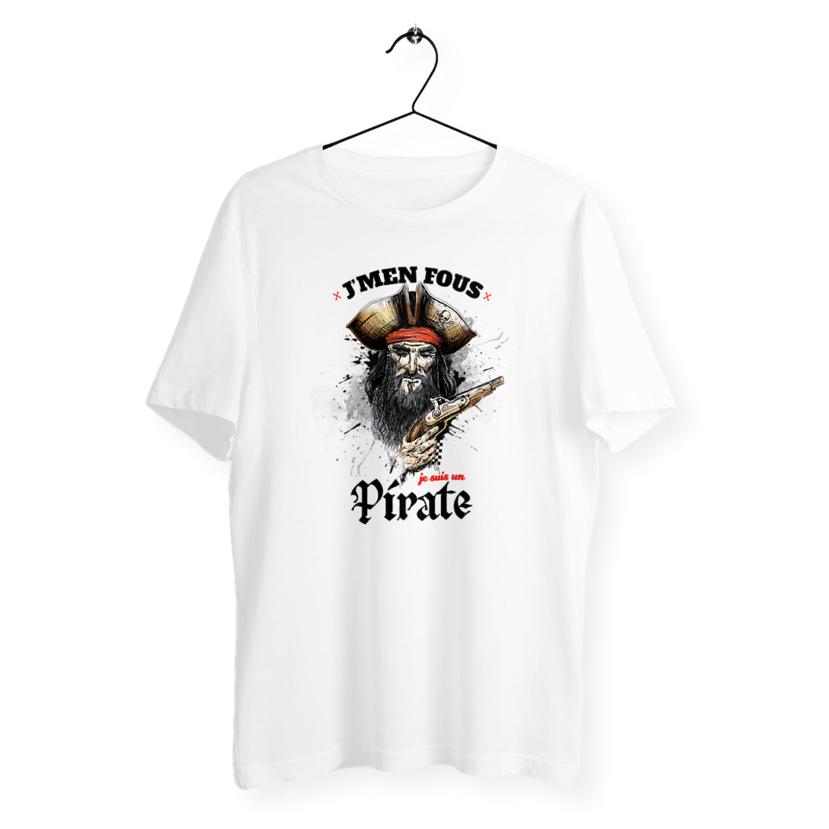 T-shirt homme col rond - J'men fous je suis un pirate