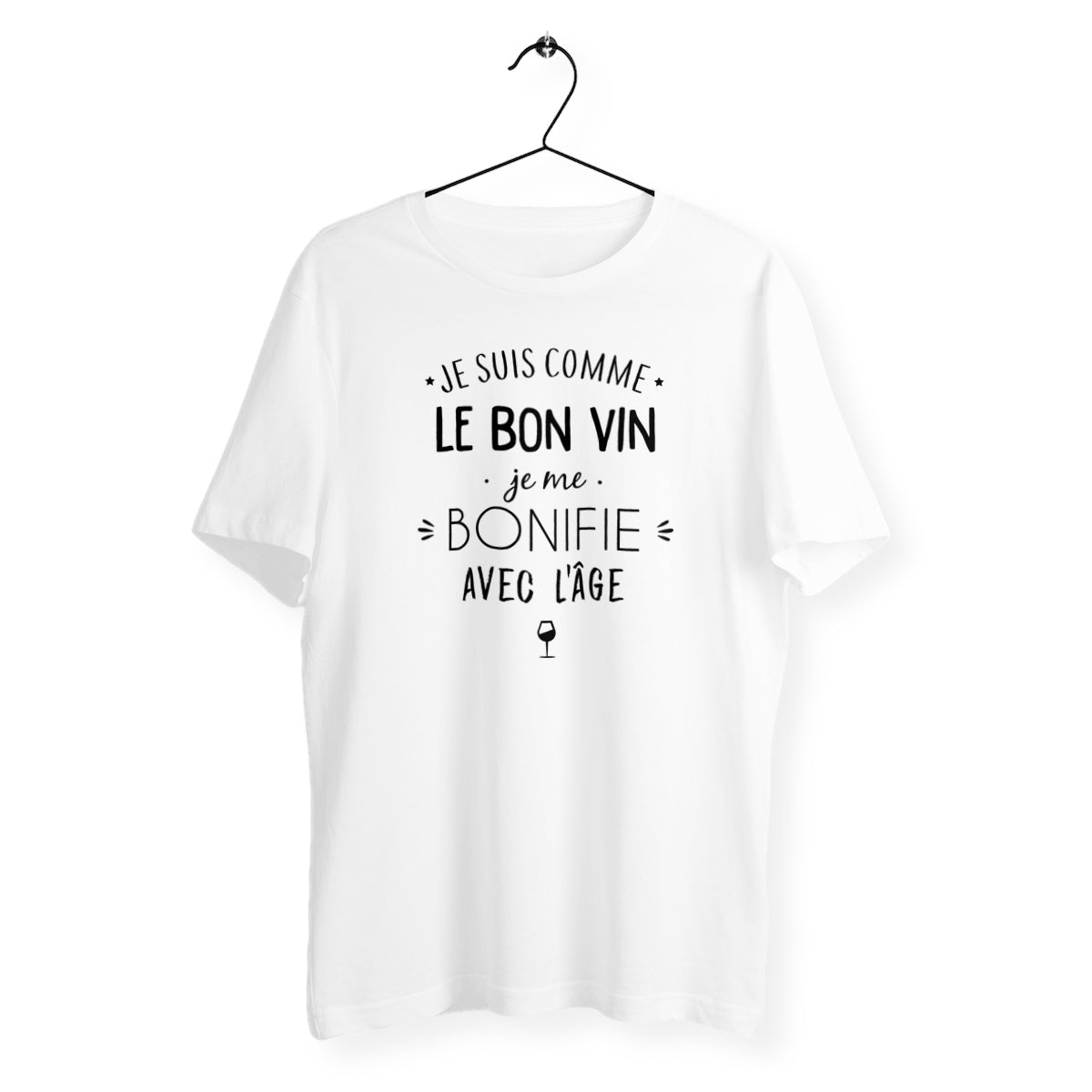 T-shirt homme col rond - Je suis comme le bon vin, je me bonifie avec l`âge