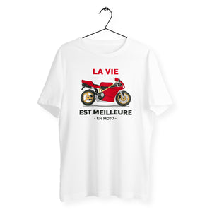 T-shirt homme col rond - La vie est meilleure en moto