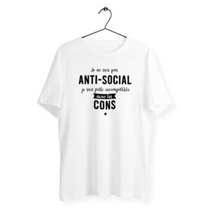 T-shirt homme - Je ne suis pas anti-social je suis juste incompatible avec les cons