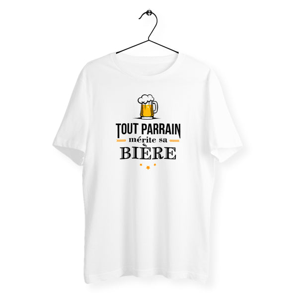 T-shirt homme col rond - Tout parrain mérite sa bière