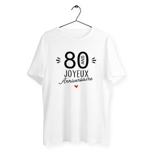 T-shirt homme col rond - 80 Ans Joyeux Anniversaire