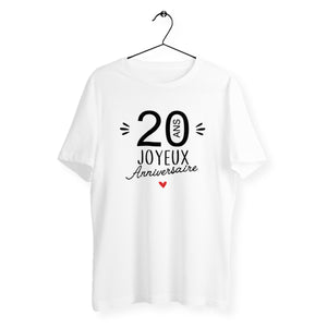 T-shirt homme col rond - 20 Ans Joyeux Anniversaire