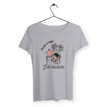 T-shirt femme - J`ai pas le temps, j`ai couture - face_gris