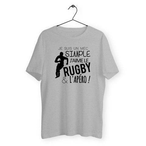 T-shirt homme col rond - J'aime le rugby et l'apéro