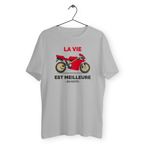 T-shirt homme col rond - La vie est meilleure en moto