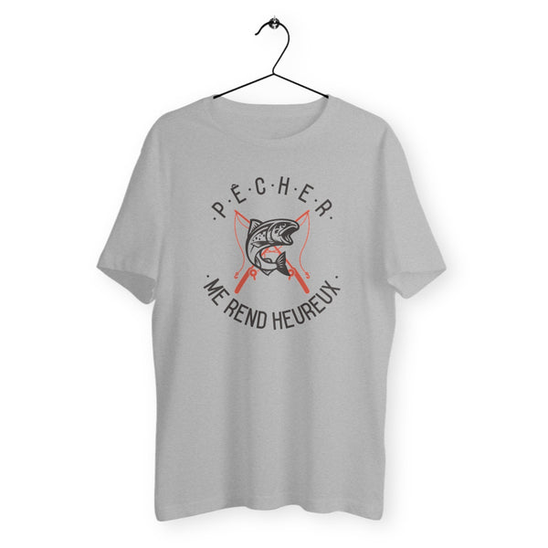 T-shirt homme col rond - Pêcher me rend heureux