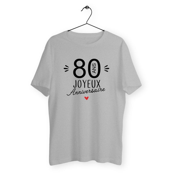 T-shirt homme col rond - 80 Ans Joyeux Anniversaire