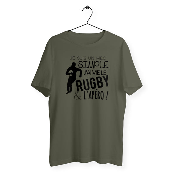 T-shirt homme col rond - J'aime le rugby et l'apéro