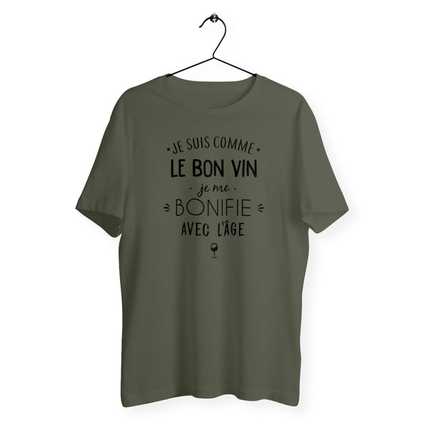 T-shirt homme col rond - Je suis comme le bon vin, je me bonifie avec l`âge