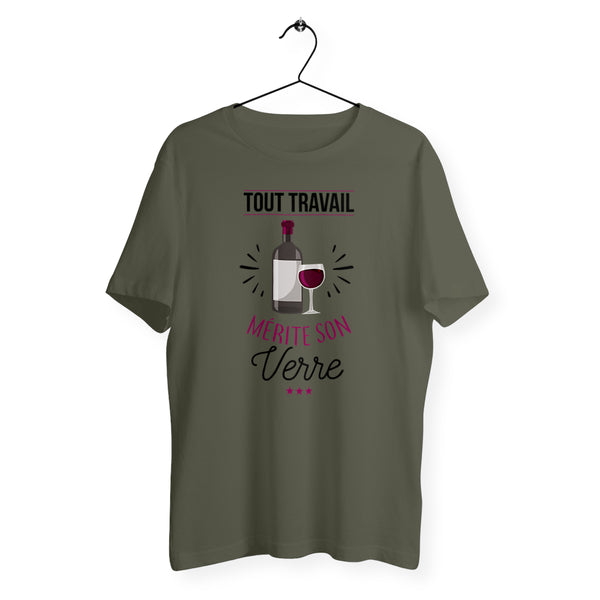 T-shirt homme col rond - Tout travail mérite son verre