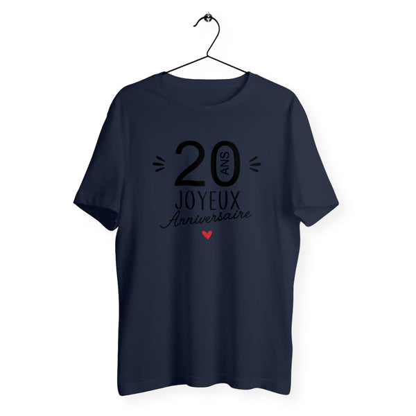 T-shirt homme col rond - 20 Ans Joyeux Anniversaire