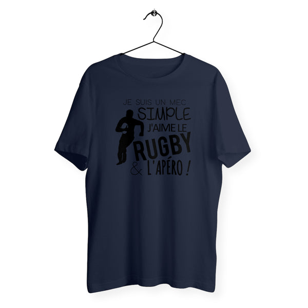 T-shirt homme col rond - J'aime le rugby et l'apéro