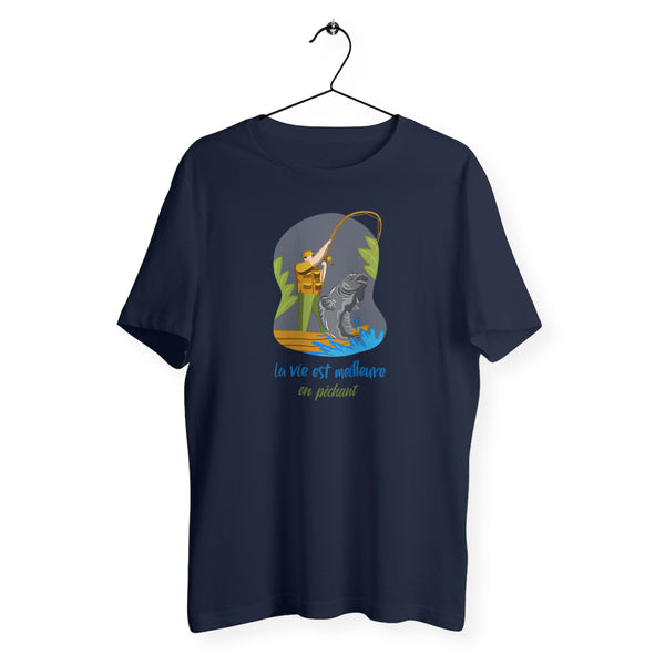 T-shirt homme col rond - La vie est meilleure en pêchant