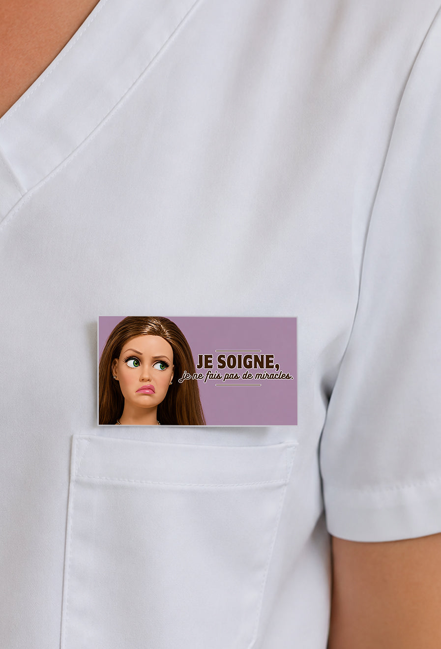 Porte-badge Je soigne je ne fais pas de miracles Encre et Créations