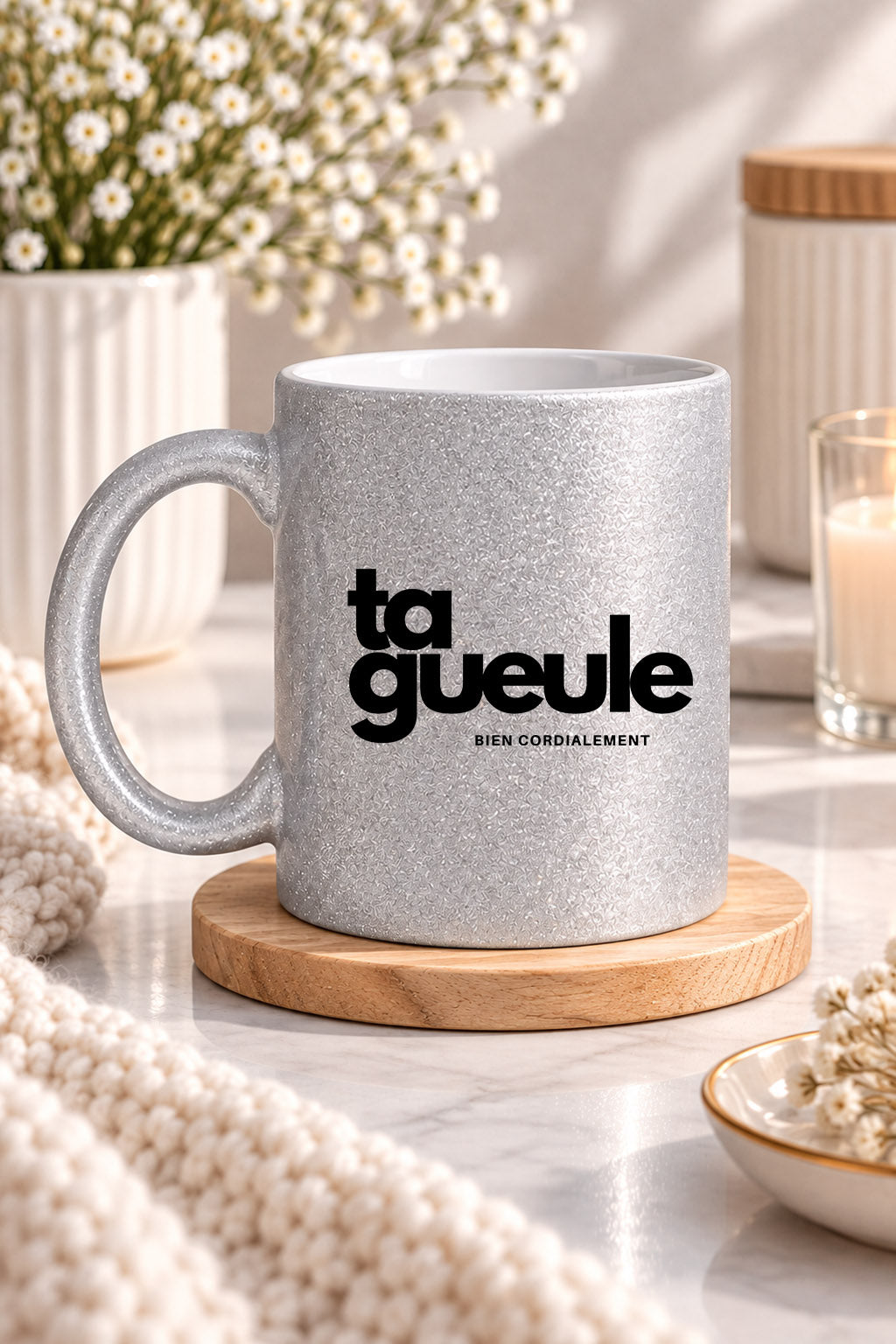 Mug pailleté Ta gueule Encre et Créations