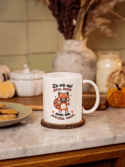Mug céramique La vie est plus belle avec les pandas roux