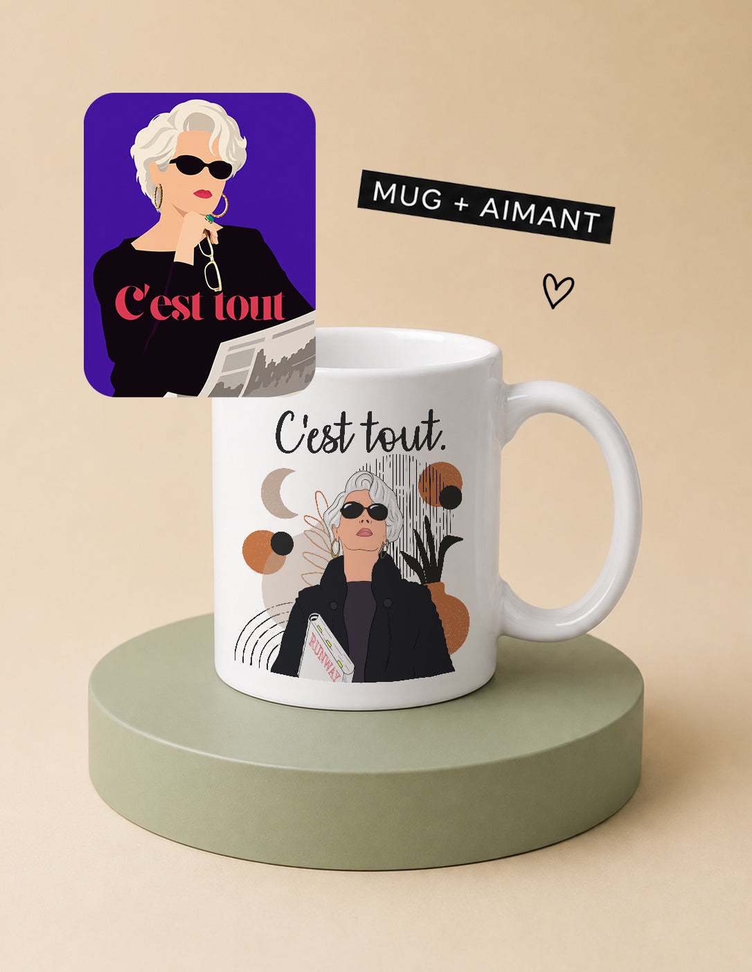 Lot mug + aimant C'est tout Encre et Créations