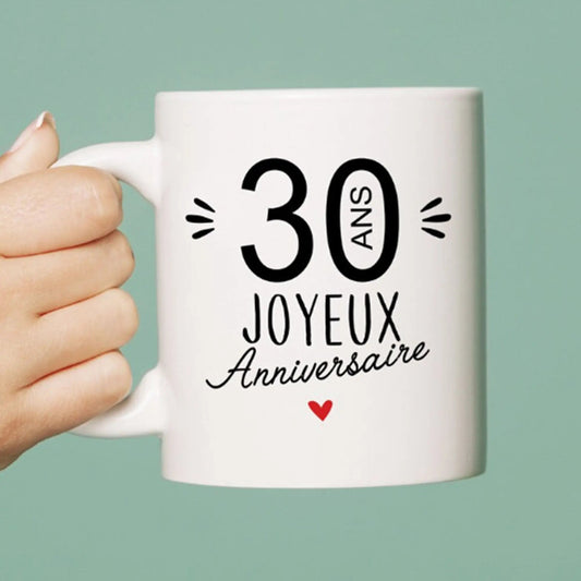 Mug céramique - 30 Ans Joyeux Anniversaire - Blanc - Mugs