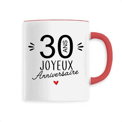 Mug céramique - 30 Ans Joyeux Anniversaire - Rouge - Mugs