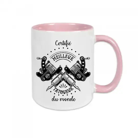 Mug céramique - Certifié meilleur tatoueur du monde - Rose - Mugs