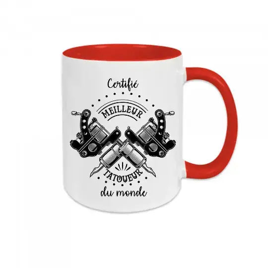 Mug céramique - Certifié meilleur tatoueur du monde - Rouge - Mugs