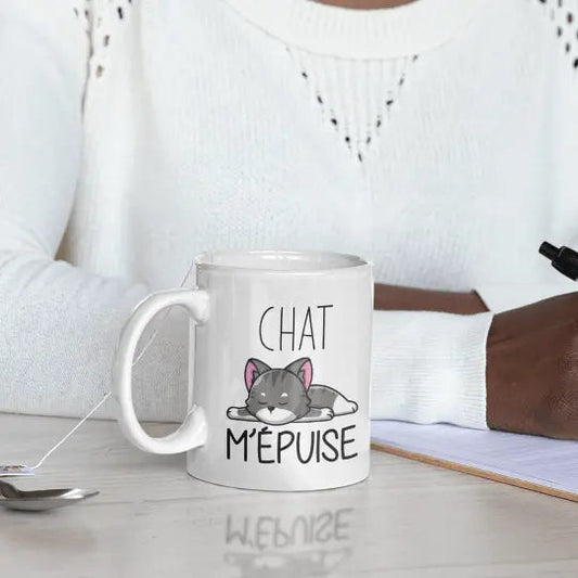 Mug céramique - Chat m’épuise - Blanc - Mugs