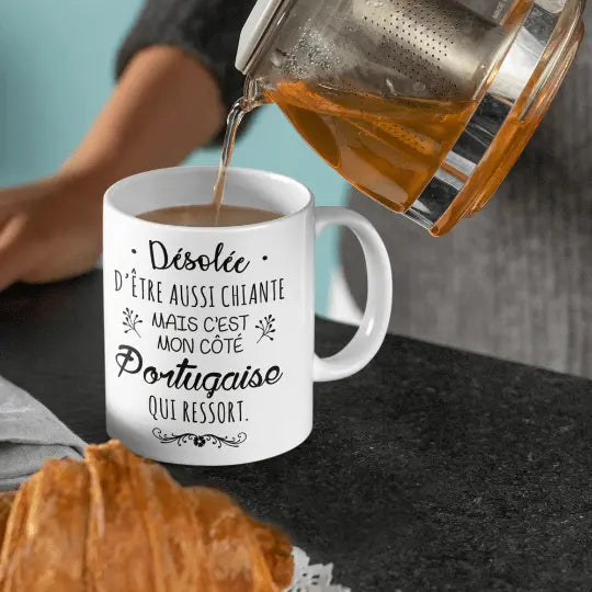 Mug céramique - Désolée d’être aussi chiante mais c’est mon côté portugaise qui ressort - Blanc - Mugs