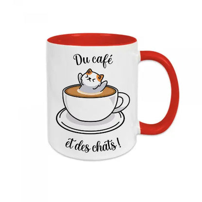 Mug céramique - Du café et des chats - Rouge - Mugs