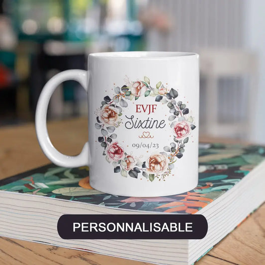 Mug céramique EVJF personnalisable prénom et date 