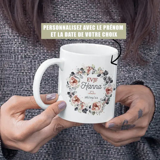 Mug céramique EVJF personnalisable prénom et date de l’évènement - Blanc - Mugs
