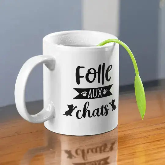 Mug céramique - Folle aux chats - Blanc - Mugs