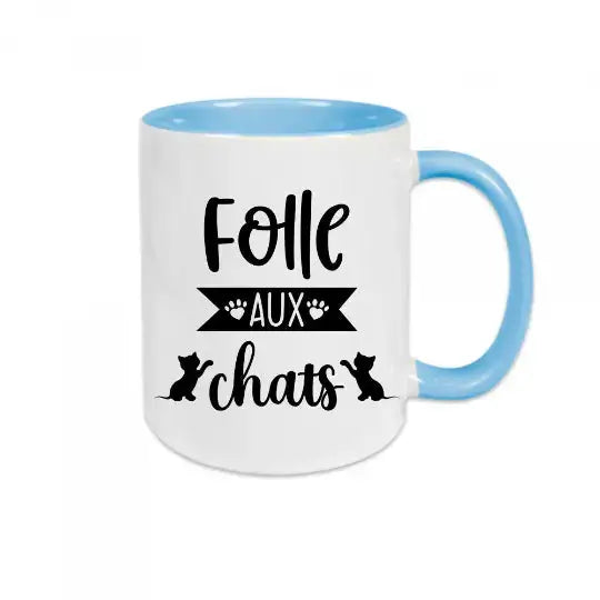 Mug céramique - Folle aux chats - Bleu - Mugs