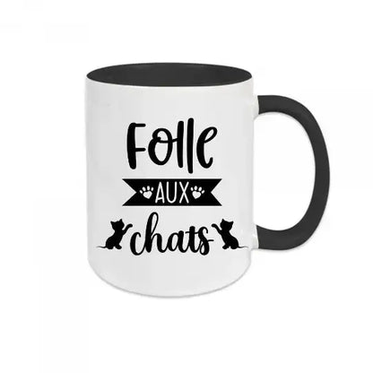 Mug céramique - Folle aux chats - Noir - Mugs