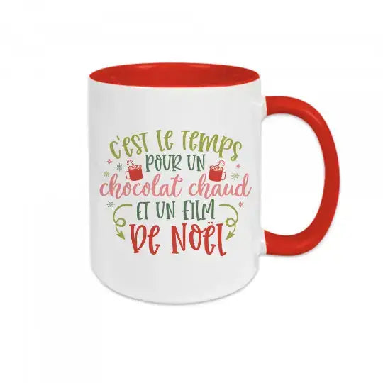 Mug céramique imprimé C'est le temps pour un chocolat chaud et un film de Noël Encre et Créations