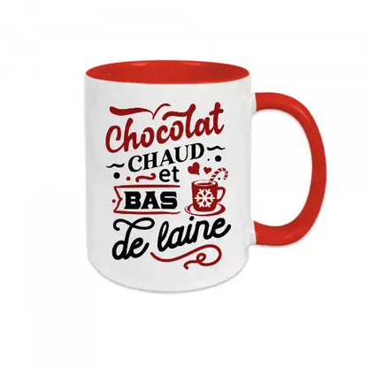 Mug céramique imprimé Chocolat chaud et bas de laine Encre et Créations