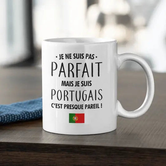 Mug céramique imprimé Je ne suis pas parfait mais je suis portugais - Blanc - Mugs
