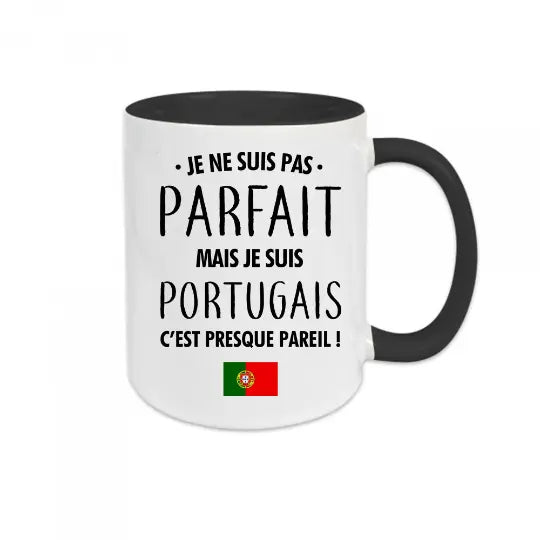 Mug céramique imprimé Je ne suis pas parfait mais je suis portugais - Noir - Mugs