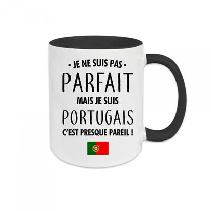 Mug céramique imprimé Je ne suis pas parfait mais je suis portugais - Noir - Mugs