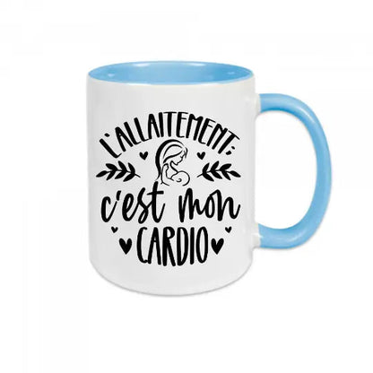 Mug céramique imprimé L’allaitement c’est mon cardio - Bleu - Mugs