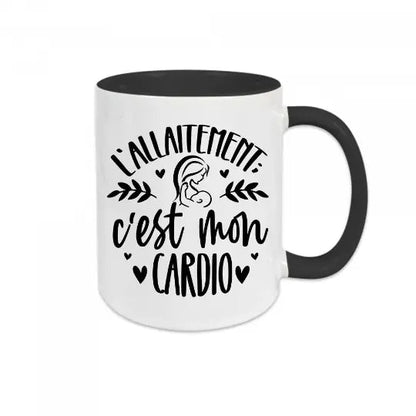 Mug céramique imprimé L’allaitement c’est mon cardio - Noir - Mugs