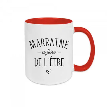 Mug céramique imprimé Marraine et fière de l’être - Rouge - Mugs
