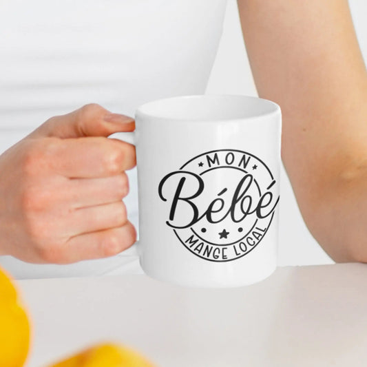 Mug céramique imprimé Mon bébé mange local - Blanc - Mugs