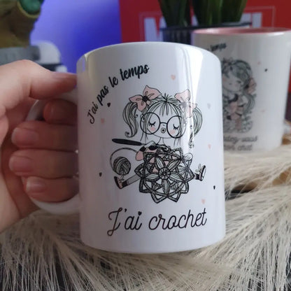 Mug céramique J'ai pas le temps j'ai crochet