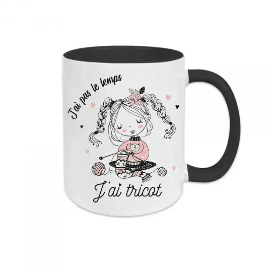 Mug céramique - J’ai pas le temps j’ai tricot - Noir - Mugs